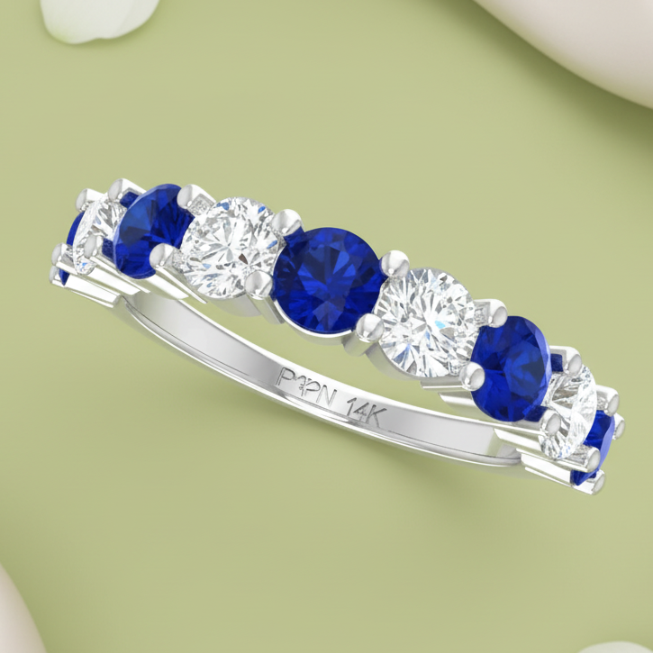 Nine Stone Sapphire With Diamond Approx One A Half Carat
