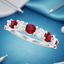 Load image into Gallery viewer, Nine Stone Ruby With Diamond One A Half Cart