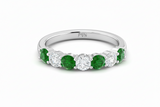 Seven Stone Twenty-Four Cents Emerald With Diamond