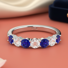 Load image into Gallery viewer, Seven Stone Sapphire With Diamond Half CTTW