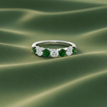 Load image into Gallery viewer, Seven Stone Emerald  With Diamond Half CTTW
