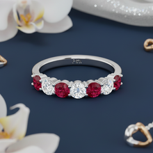 Load image into Gallery viewer, Seven Stone Ruby And Diamond Half Stone