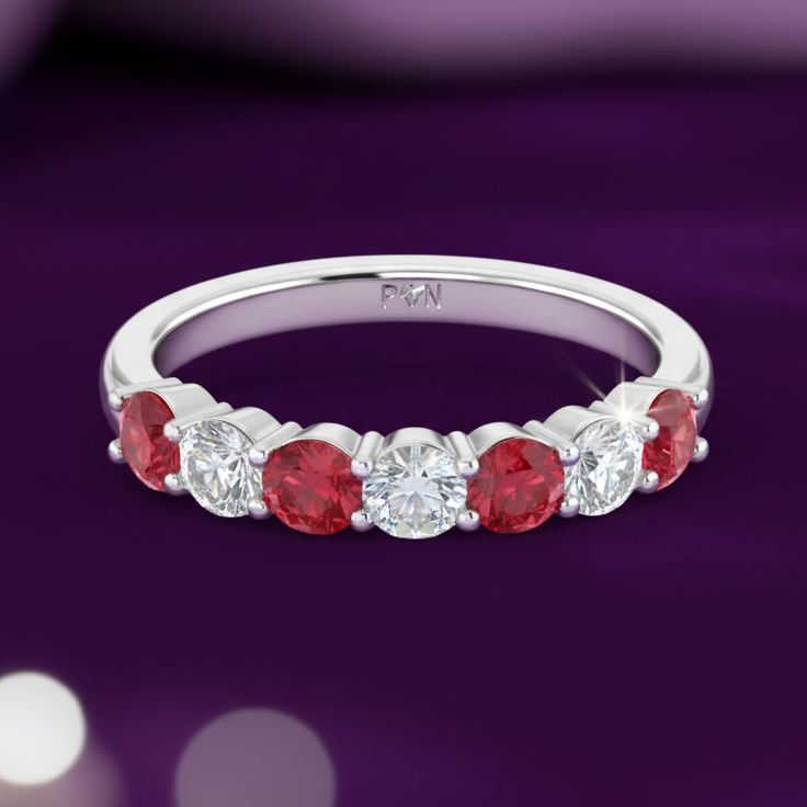 Seven Stone Ruby Diamond Grandeur