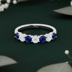 Seven Stone Sapphire With Diamond