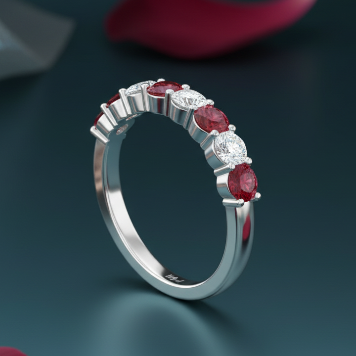 Seven Stone Ruby With Diamond