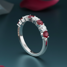 Load image into Gallery viewer, Seven Stone Ruby With Diamond