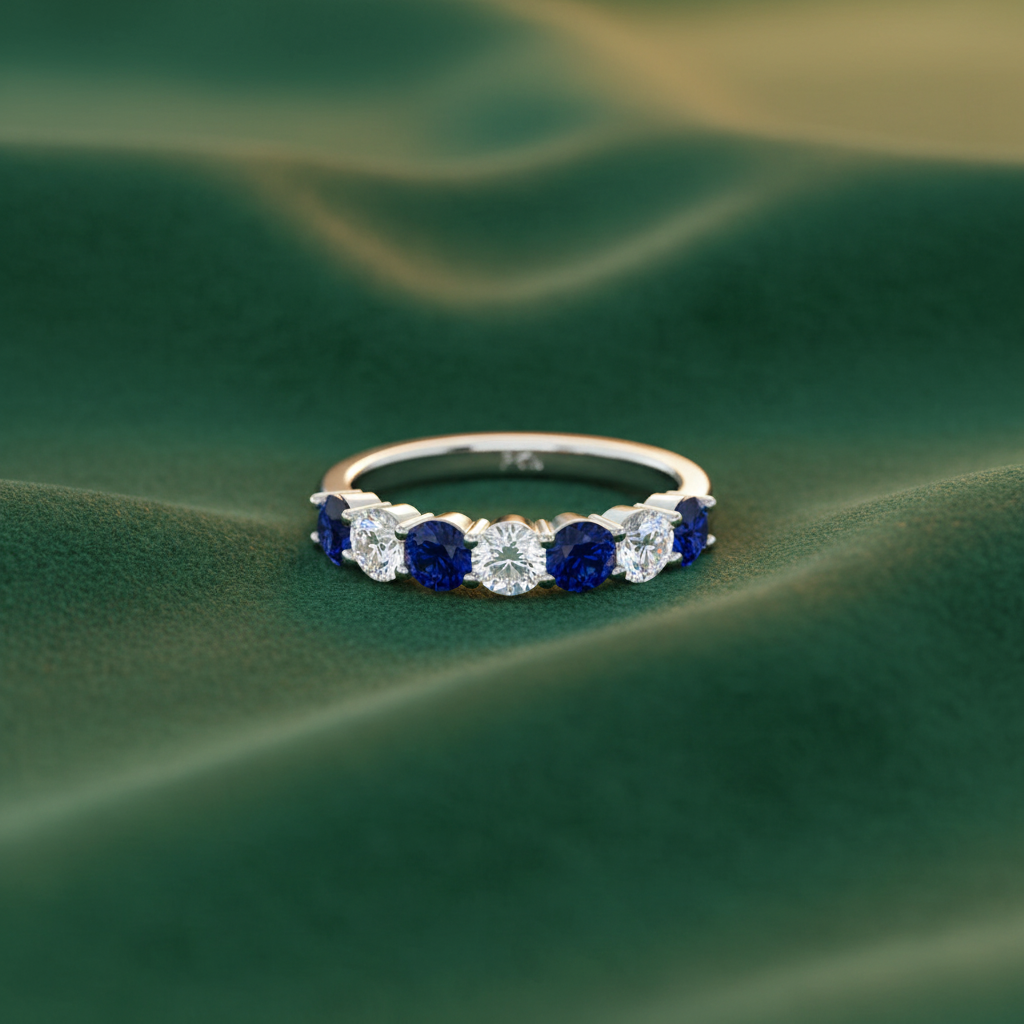 Seven Stone Sapphire With Diamond