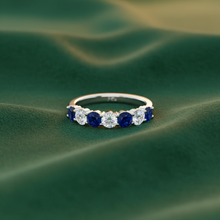 Load image into Gallery viewer, Seven Stone Sapphire With Diamond