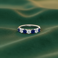 Seven Stone Sapphire With Diamond
