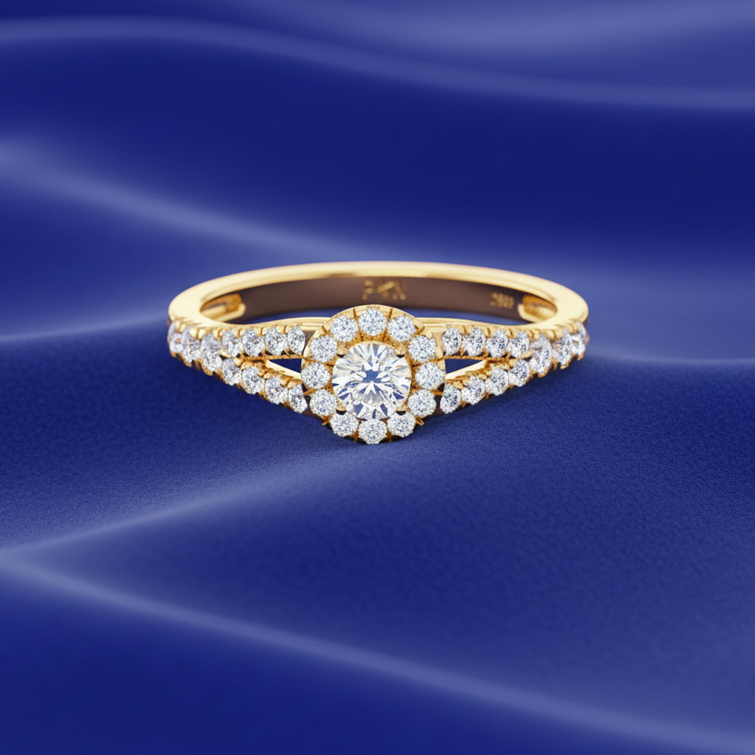 Luminous Diamond Halo Split Eternal Romantic Feminine Luxury Brilliance