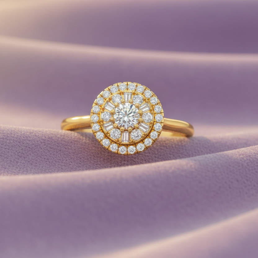Diamond Floral Circular Cluster Statement Blooming Radiant Full Eternal