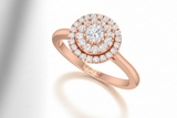 Diamond Floral Circular Cluster Statement Blooming Radiant Full Eternal