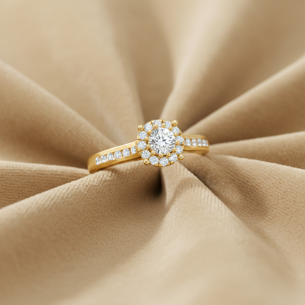 Halo Solitaire with Channel-Set Diamond
