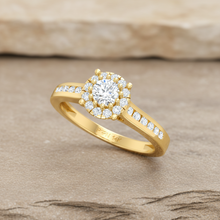 Load image into Gallery viewer, Halo Solitaire with Channel-Set Diamond