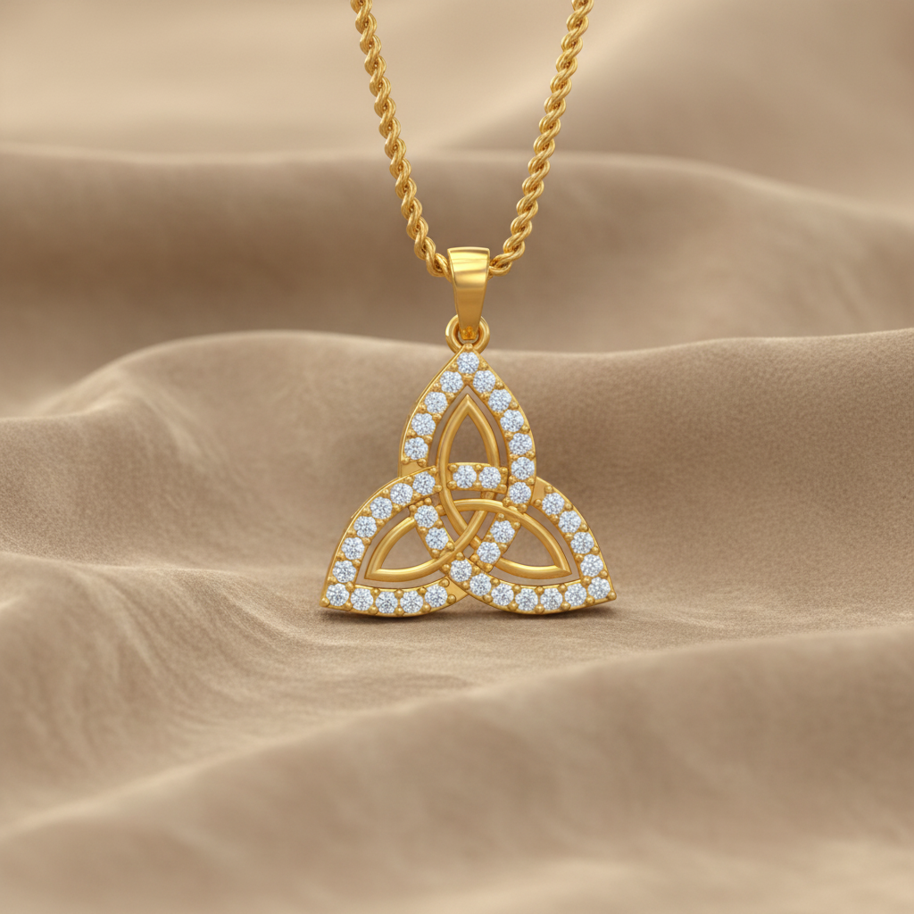 Diamond Trefoil Trinity Interlocking Statement Knot Eternal Infinite Unity