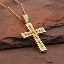 Load image into Gallery viewer, Iced Out Cuban Link Cross Diamond