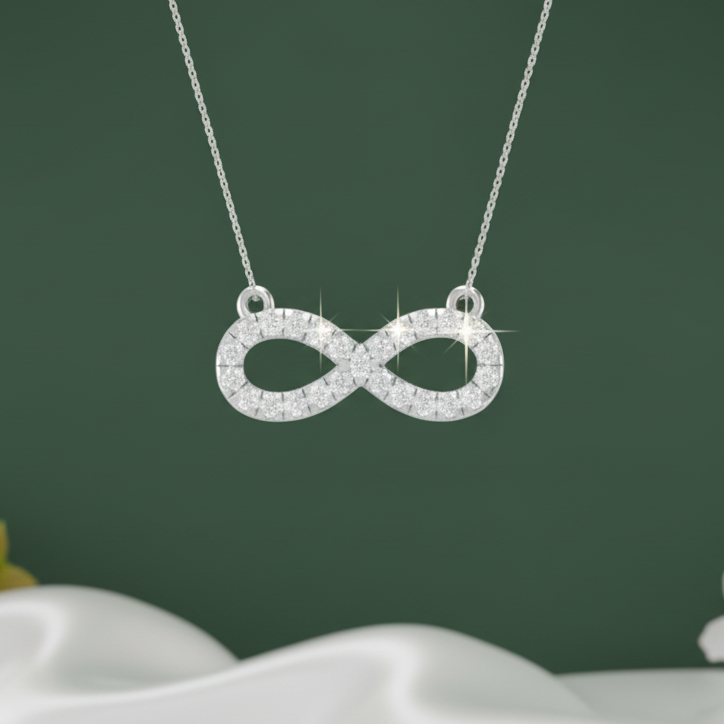 Classic Diamond-Studded Infinity Necklace with Chain