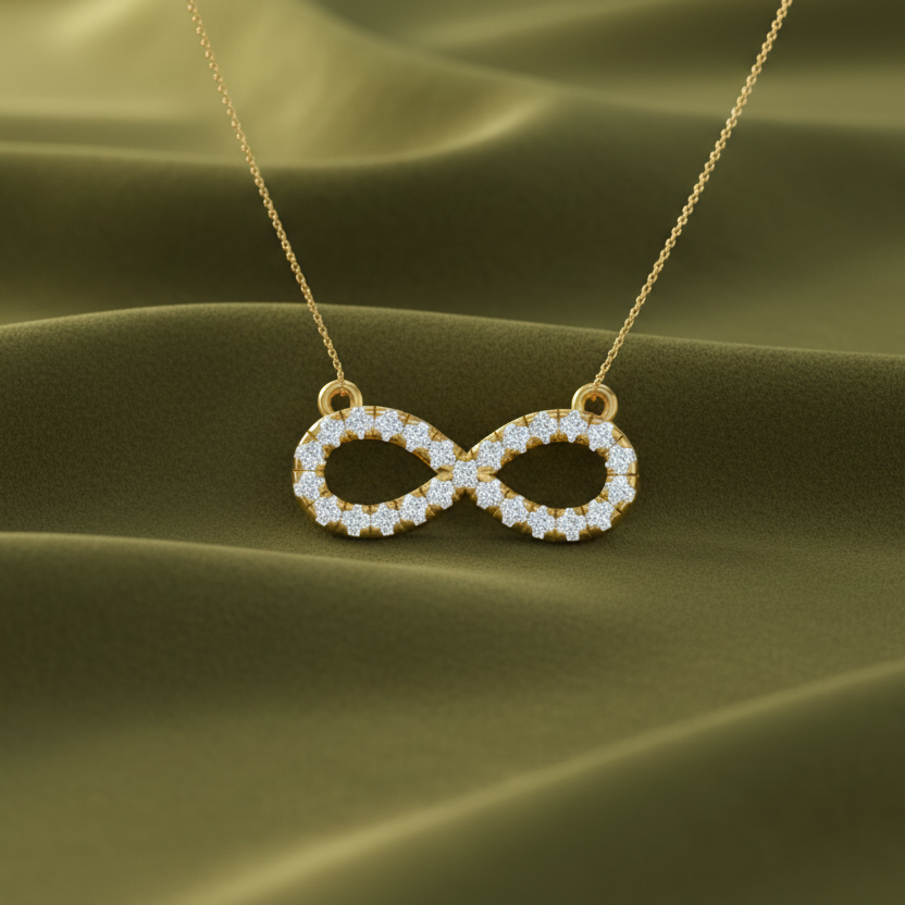 Classic Diamond-Studded Infinity Necklace with Chain