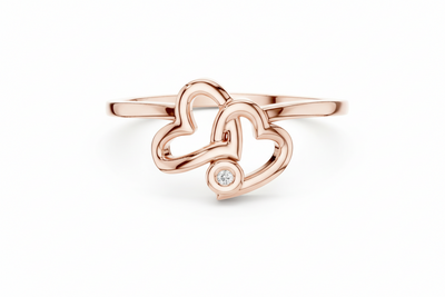 Interlocking Double Heart One Stone Dimaond