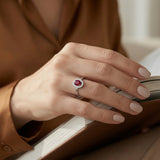 Oval Ruby Delicate Diamond Accent Solitaire