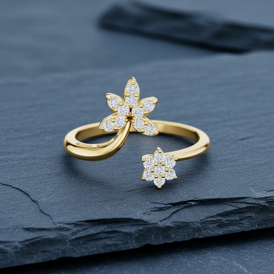 Dual-Flower Open Silhouette DIamond