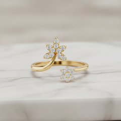 Dual-Flower Open Silhouette DIamond