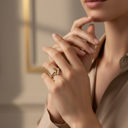 Sculpted Diamond Link Integrated Box Clasp Statement Piece