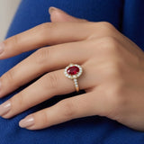 Oval Shape Ruby With Diamond Ring
