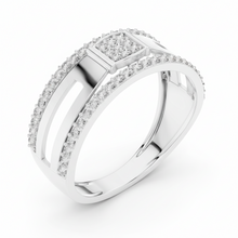 Load image into Gallery viewer, Square Cluster Parallel Rail Diamond