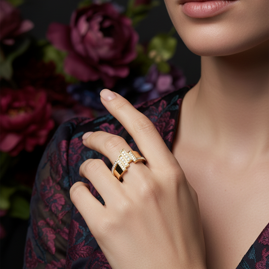 Fashion-Forward Diamond Bold Contemporary Geometric Avant-Garde Sculptural Designer