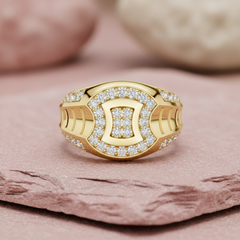 Ribbed-Detail Geometric Diamond