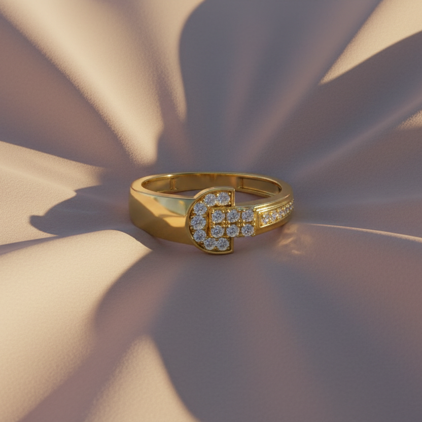 Modern Buckle-Inspired Pave Diamond