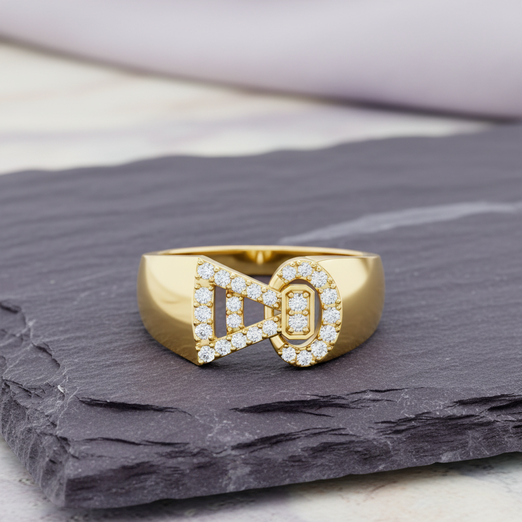 Sculptural Taper-and-Loop Diamond