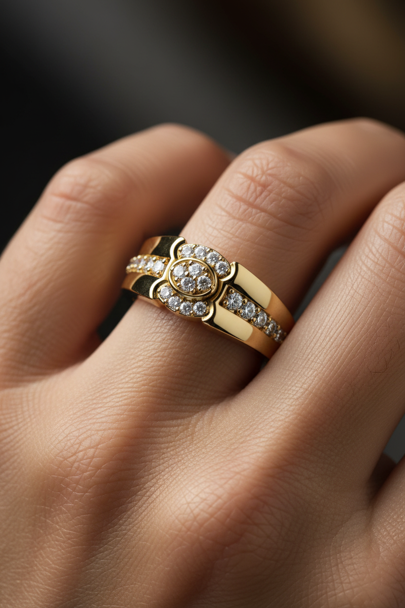 Premium Raised-Halo Geometric Diamond
