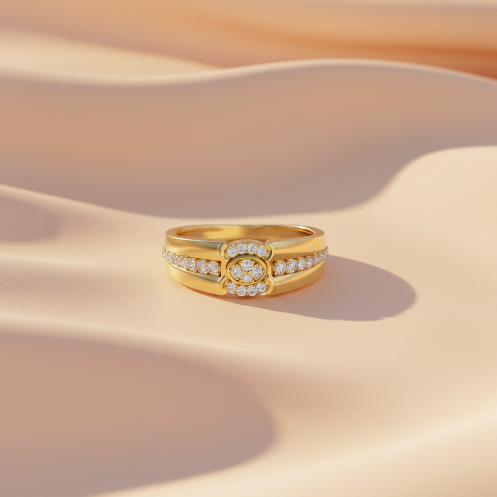 Premium Raised-Halo Geometric Diamond