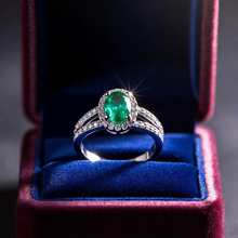 Load image into Gallery viewer, Oval Emerald With Diamond Ring