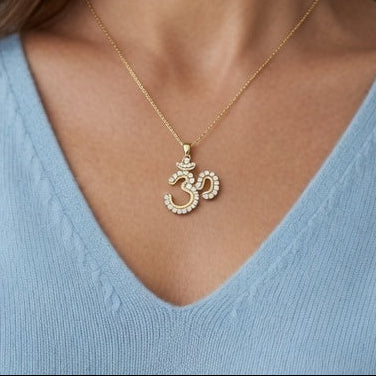 Sacred Aum Symbol Diamond Pendant