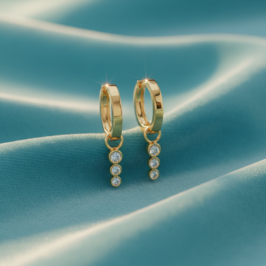Elegant Charm Drop Three Stone Diamond