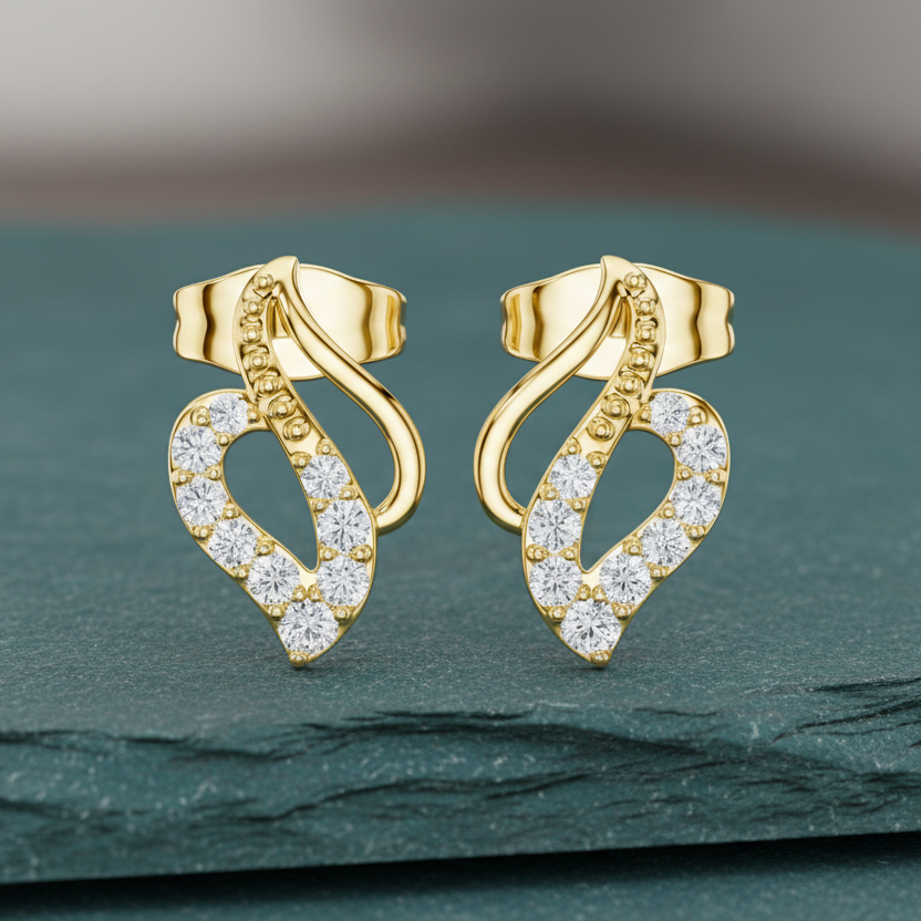 Modern Curved Leaf Shape Diamond