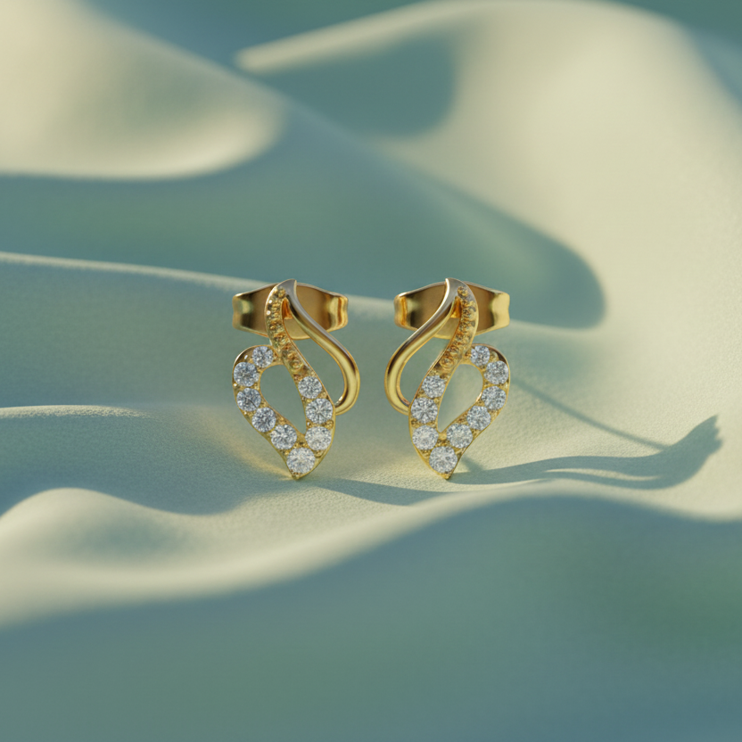 Modern Curved Leaf Shape Diamond