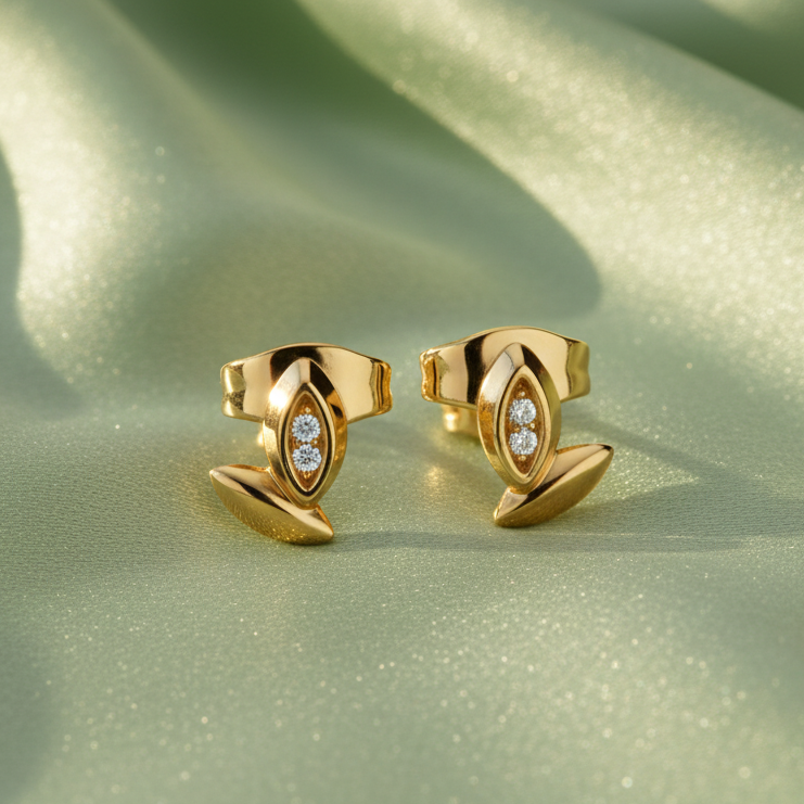 Delicate Willow Silhouette Leaf Design Diamond