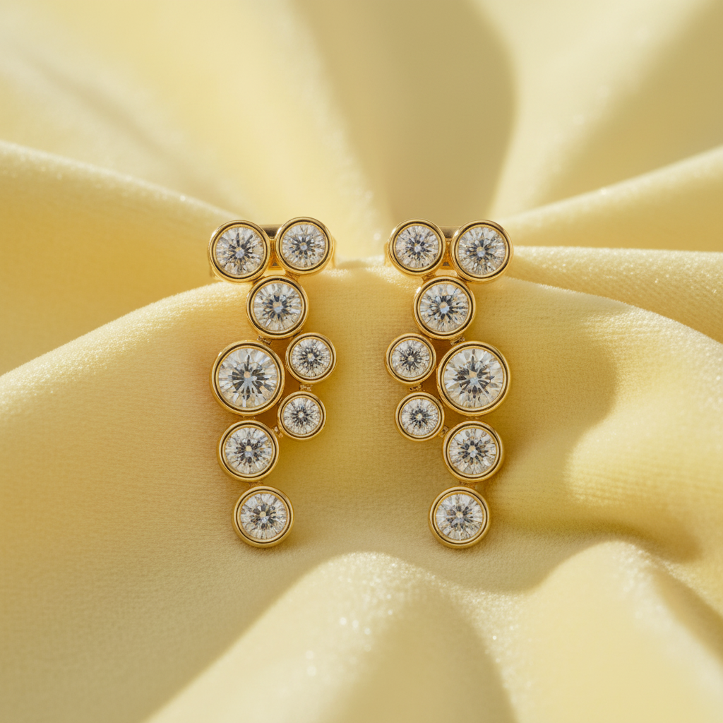 Flowing Diamond Cluster Drop Cascading Brilliance