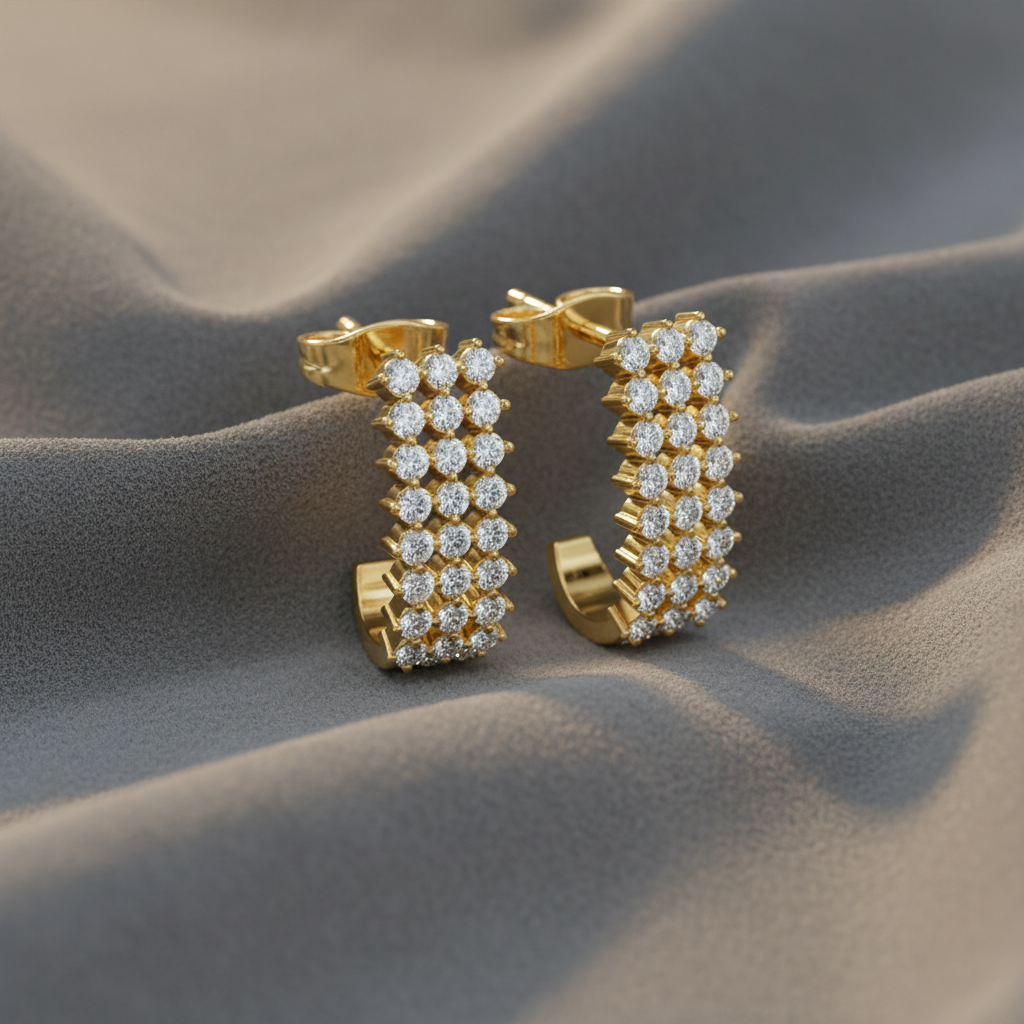 Architectural Triple-Row Diamond Mosaic Elegance