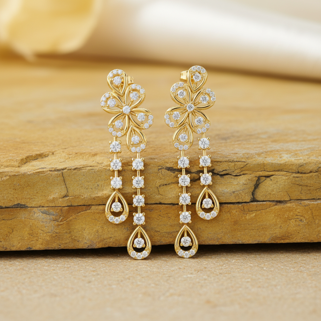Tiered Floral Teardrop Opulent Statement Diamond