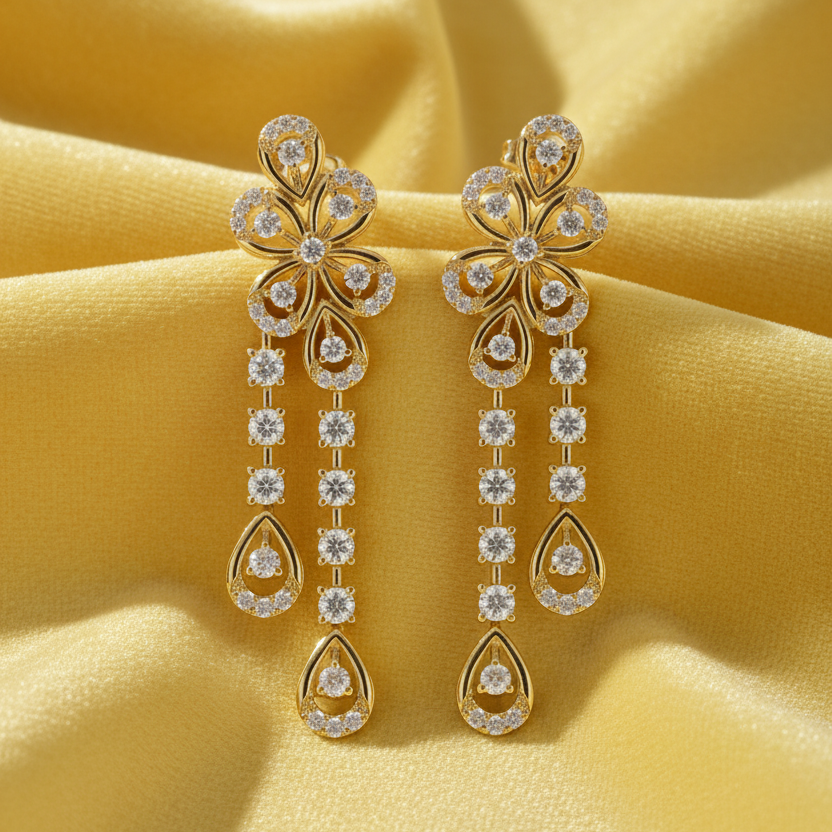 Tiered Floral Teardrop Opulent Statement Diamond
