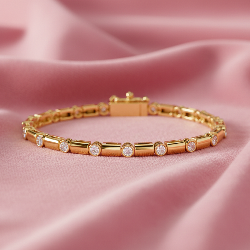 Bezel-Stationed Barrel Link Diamond
