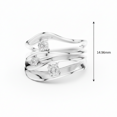 Fluid Ripple Multi-Row Three Stone Diamond