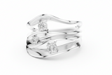 Fluid Ripple Multi-Row Three Stone Diamond