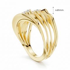 Fluid Ripple Multi-Row Three Stone Diamond