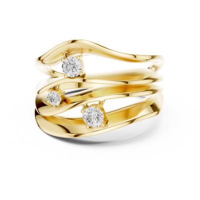Fluid Ripple Multi-Row Three Stone Diamond